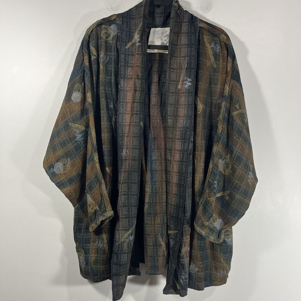 Vintage Cynthia Wayne Gaffield Artisan Hand Dyed Silk Open Front Jacket One Size